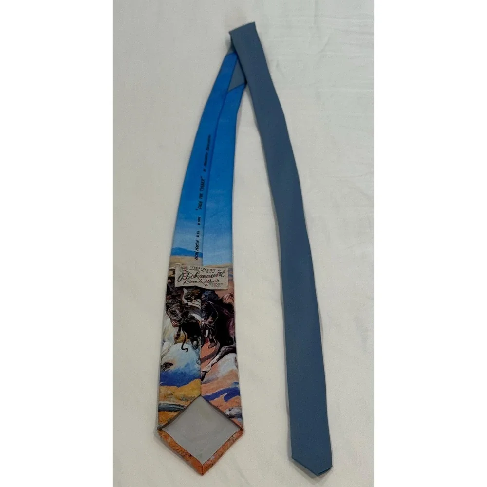 Vintage Tru-West Frederic Remington Dash for Timber Cowboy Horse Necktie